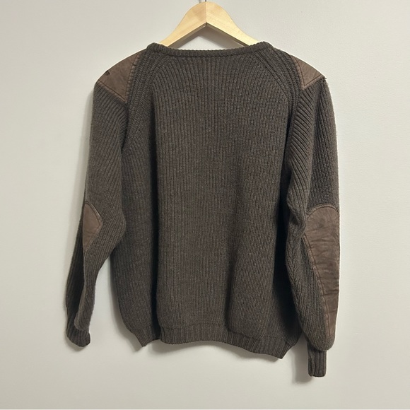 90s Vintage Burberry London Women’s Pullover Wool Leather Knit Sweater Medium - Picture 5 of 5